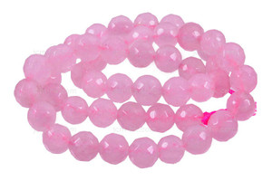 8mm Rose Quartz Jade Faceted Round Beads 15.5" dyed [c8b1]