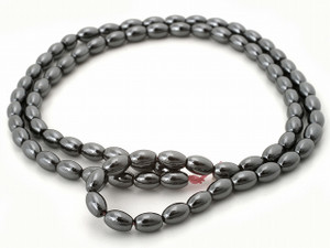 4x6mm Hematite Rice Beads 15.5" synthetic [h4]
