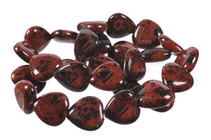 14mm Mahogany Obsidian Heart Beads 15.5" natural [s518]