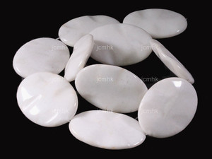 30x40mm White Jade Oval Wave Beads 15.5" natural [wa124]
