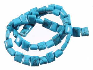 12mm Blue Howlite Square Beads 15.5" synthetic [wa127]