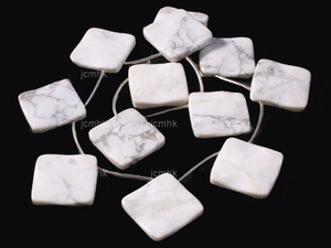 32mm White Howlite Diamond Wave Beads 15.5" 12pcs. natural [wa189]
