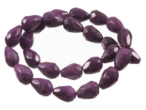 10x14mm Plum Jade Faceted Pear Beads 15.5" natural [wa262]