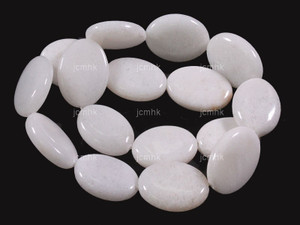 20x26mm White Jade Oval Beads 15.5" natural [wa285]