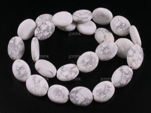 12x16x5mm Matte White Howlite Oval Beads 15.5" natural [w348m]