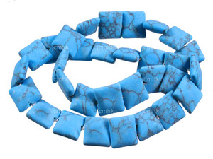 10mm Matte Blue Howlite Square Beads 15.5" synthetic [wa107m]