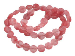 8mm Matte Cherry Quartz Coin Beads 15.5" synthetic [wa245m]