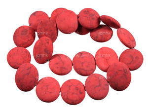 20mm Matte Red Turquoise Coin Beads 15.5" dyed [wa297m]
