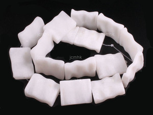 18x25mm Matte White Jade Rectangle Carved Beads 15.5" natural [wa300m]