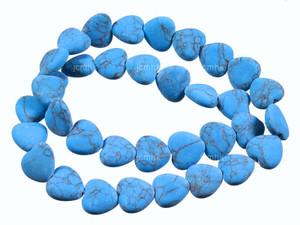 12mm Matte Blue Howlite Heart Beads 15.5" synthetic [wa303m]
