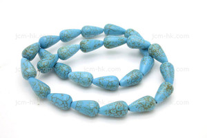 8x14mm Blue Turquoise Teardrop Beads 15.5" stabilized [ts101]