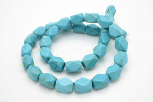 12x8mm Blue Turquoise Oblong Faceted Beads 15.5" stabilized [ts102]
