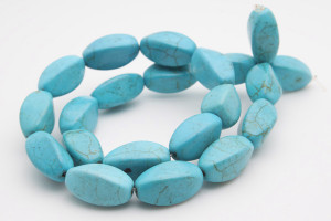 9x18mm Blue Turquoise Twisted Beads 16" [ts114]