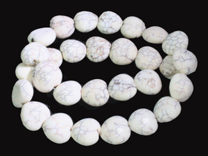 14mm Matte White Turquoise Puff Heart Beads 15.5" stabilized [t6w14m]