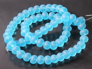8mm Matte Aquamarine Abacus Beads 15.5" synthetic [u76a34m]