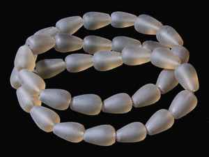 8x12mm Matte Smoky Topaz Tear Drop Beads 15.5" synthetic [u88a8m]