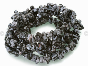 8-12mm Snowflake Obsidian Chips 36" [c3b25]