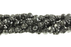 12x10mm Black Magnesite Skull Beads 15.5" [t176k]