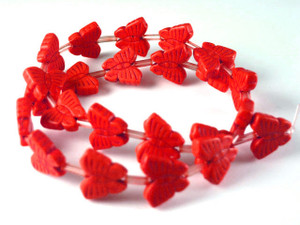 20x24mm Red Magnesite Butterfly Beads 15.5" 15 Beads [t358r]
