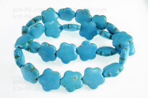 15mm Blue Magnesite Flower Beads 15.5" [t369b]