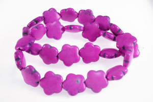 15mm Pink Magnesite Flower Beads 15.5" [t369f]