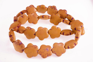15mm Orange Magnesite Flower Beads 15.5" [t369h]