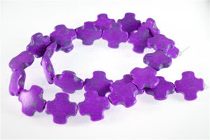 15x15mm Purple Magnesite cross Beads 15.5" [t391p]