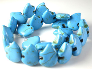 16x22mm Blue Magnesite Zuni Bear Beads 15.5" [t478b]