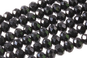 6x4mm Jet Black Glass Faceted Rondelle Beads 15.5" [uc2a2]