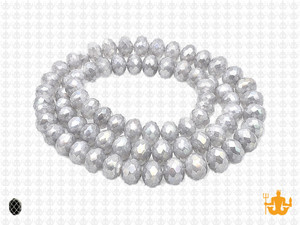 6x4mm Metallic Silver Glass Faceted Rondelle about 15.5" [uc2b16]