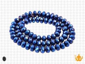 6x4mm Metallic Blue Glass Faceted Rondelle about 15.5" [uc2b21]