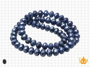 8x6mm Metallic Gray Glass Faceted Rondelle About 72 Bead 15.5" [uc3a15]