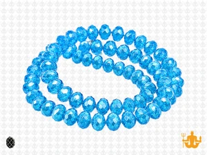 8x6mm Aquamarine Glass Faceted Rondelle About 72 Bead 15.5" [uc3a26]