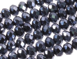 12x8mm Metallic Gray Glass Faceted Rondelle 36 Bead [uc5a15]