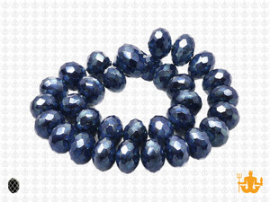 12x8mm Metallic Gray Glass Faceted Rondelle 36 Bead [uc5a15]