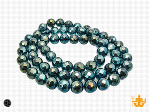 4mm Metallic Green Glass Faceted Round About 100 Bead 15" [uc6b20]