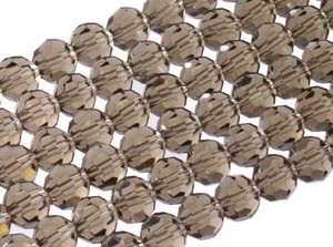8mm Smoky Glass Faceted Round about 15.5" [uc8a24]