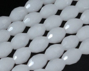6x8mm White Opal Quartz Faceted Rice Beads 15.5" synthetic [uc12b1]