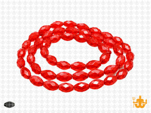 8x12mm Red Glass Faceted Rice About 35 Bead 15" [uc13a6]