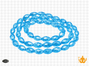 8x12mm Aquamarine Glass Faceted Rice About 35 Bead 15" [uc13a26]