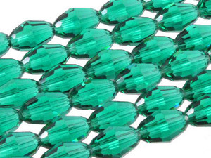 8x12mm Blue Zircon Glass Faceted Rice About 35 Bead 15" [uc13a27]