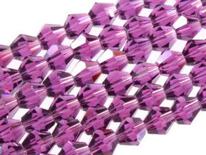 4mm Amethyst Glass Faceted Bicone about 14" [uc21a20]