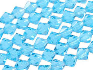 4mm Aquamarine Glass Faceted Bicone about 14" [uc21a26]