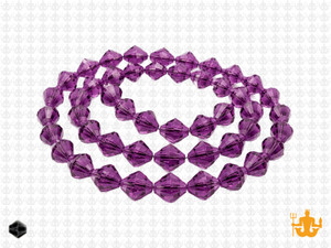 6mm Amethyst Glass Faceted Bicone About 50 Bead 11" [uc22a20]