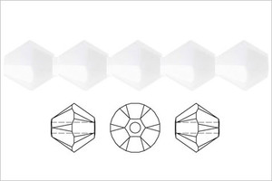 8mm White Opal Glass Faceted Bicone About 40 Bead 12" [uc23b1]