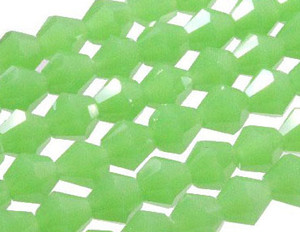 8mm Green Opal Glass Faceted Bicone About 40 Bead 12" [uc23b3]