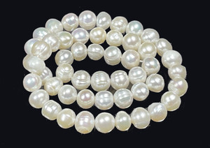 6-7mm Potato Freshwater Pearl 14-15" White A Grade Lustre [p16w]