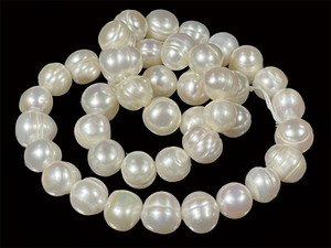 9-10mm White Potato Freshwater Pearl 14-15" A Grade Lustre [p19w]