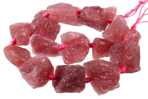 20-25mm Strawberry Quartz Free Shape Rough Stone Beads 15.5" natural [h22f]