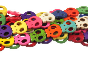 20x22mm Mix Magnesite Skull Beads 15.5" [t353x]